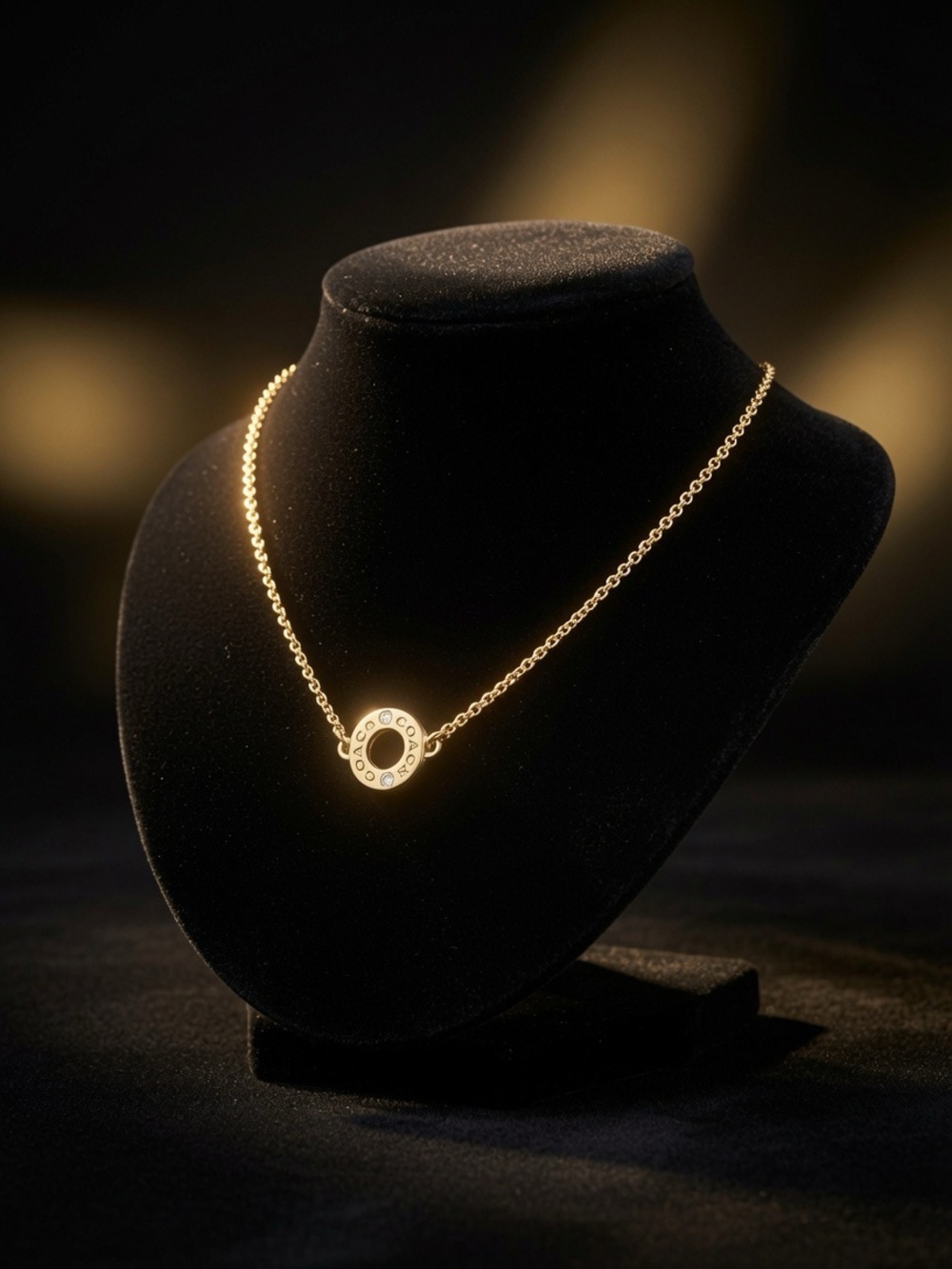 Coach Gold Open Circle Pendant Necklace w/ Crystals Adjustable 16-18” - Picture 2 of 4